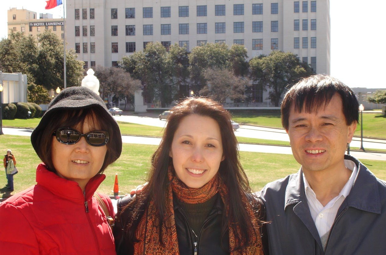 Huagang and family in downtown Dallas